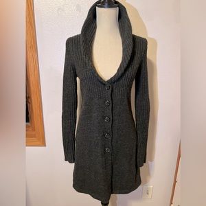 Ann Taylor LOFT • y2k/00s high collar cardigan • charcoal